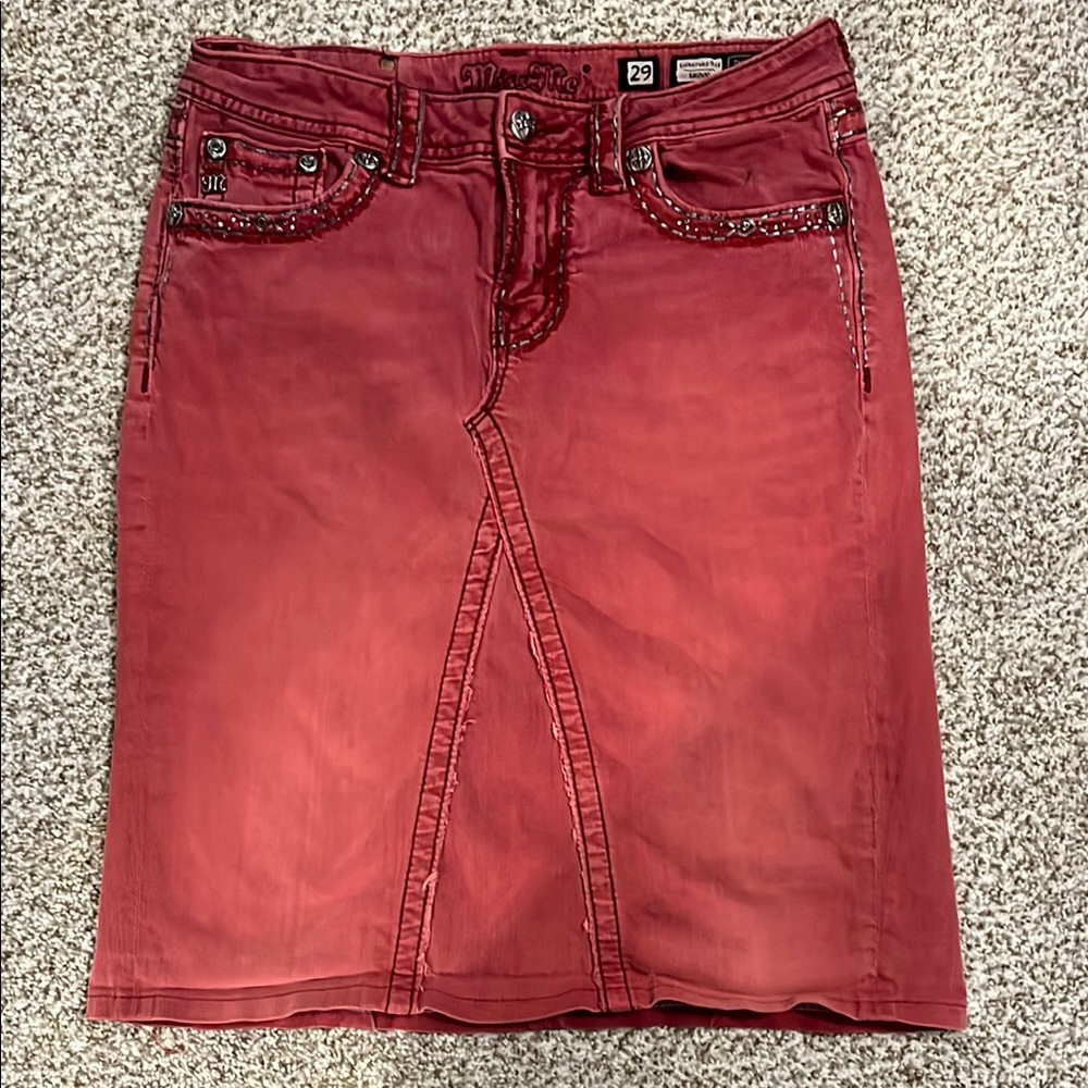 Red Denim Skirt